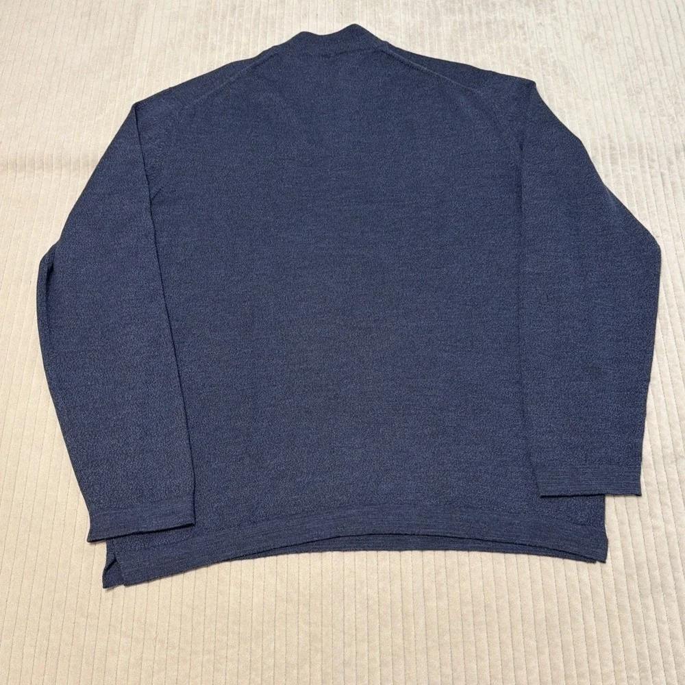Gran Sasso L'uomo Vogue 1/4 Zip Sweater Soft Virgin Wool Blue Made In Italy XL